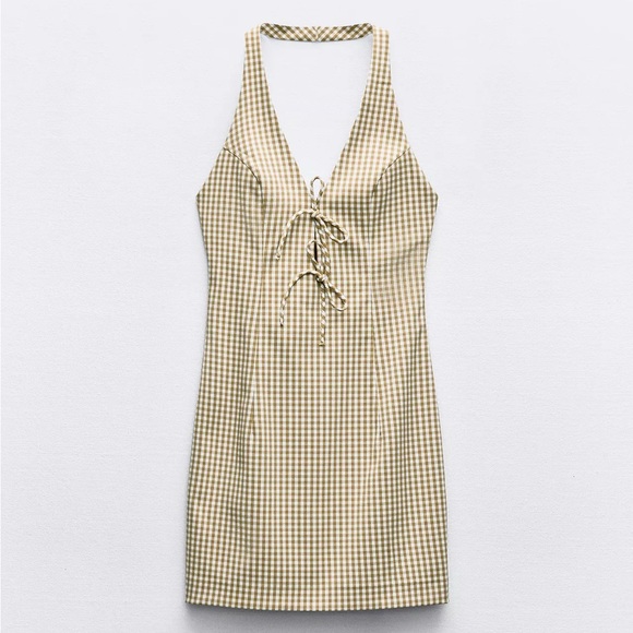 Zara Dresses & Skirts - Zara Beige Checkered Mini Dress